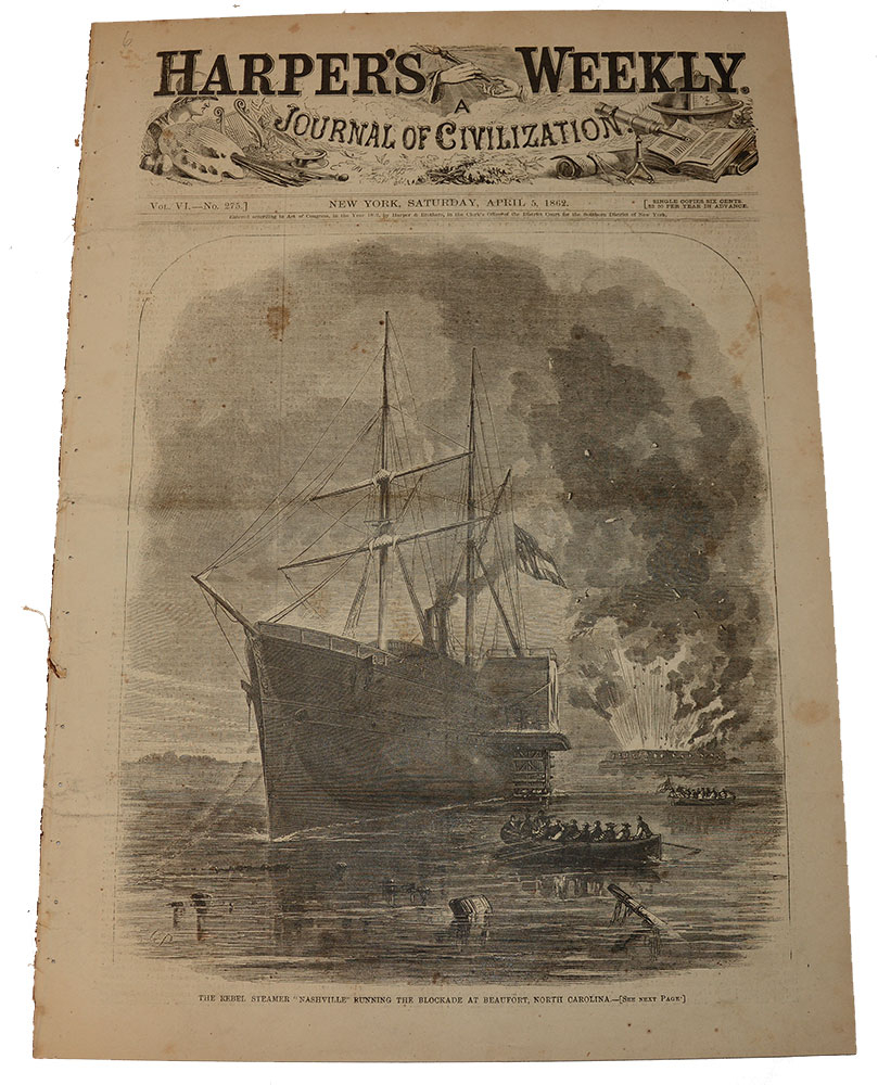 HARPER’S WEEKLY, APRIL 5, 1862—ASSAULT ON ISLAND NO. 10/ BURNSIDE EXPEDITION TO NORTH CAROLINA 