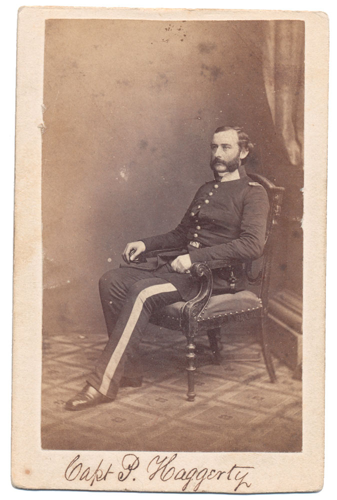 INK SIGNED CDV OF CAPTAIN PETER HAGGERTY OF GENERAL BUTLER’S STAFF