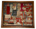 IMPRESSIVE PERIOD FRAMED DISPLAY OF WARTIME AND POSTWAR VETERAN MATERIAL OF LT. EDGAR G. STOWELL, 92nd NY, WIA FAIR OAKS, INCLUDING HIS IDENTIFICATION DISK AND CDV IN UNIFORM, MESS UTENSILS, AND CAMP ART RINGS
