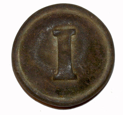 CONFEDERATE INFANTRY BLOCK “I” BUTTON