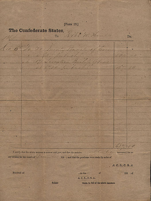CONFEDERATE IMPRESSMENT DOCUMENT
