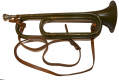 RARE WORLD WAR II QUARTMASTER BUGLE, PAINTED OLIVE DRAB