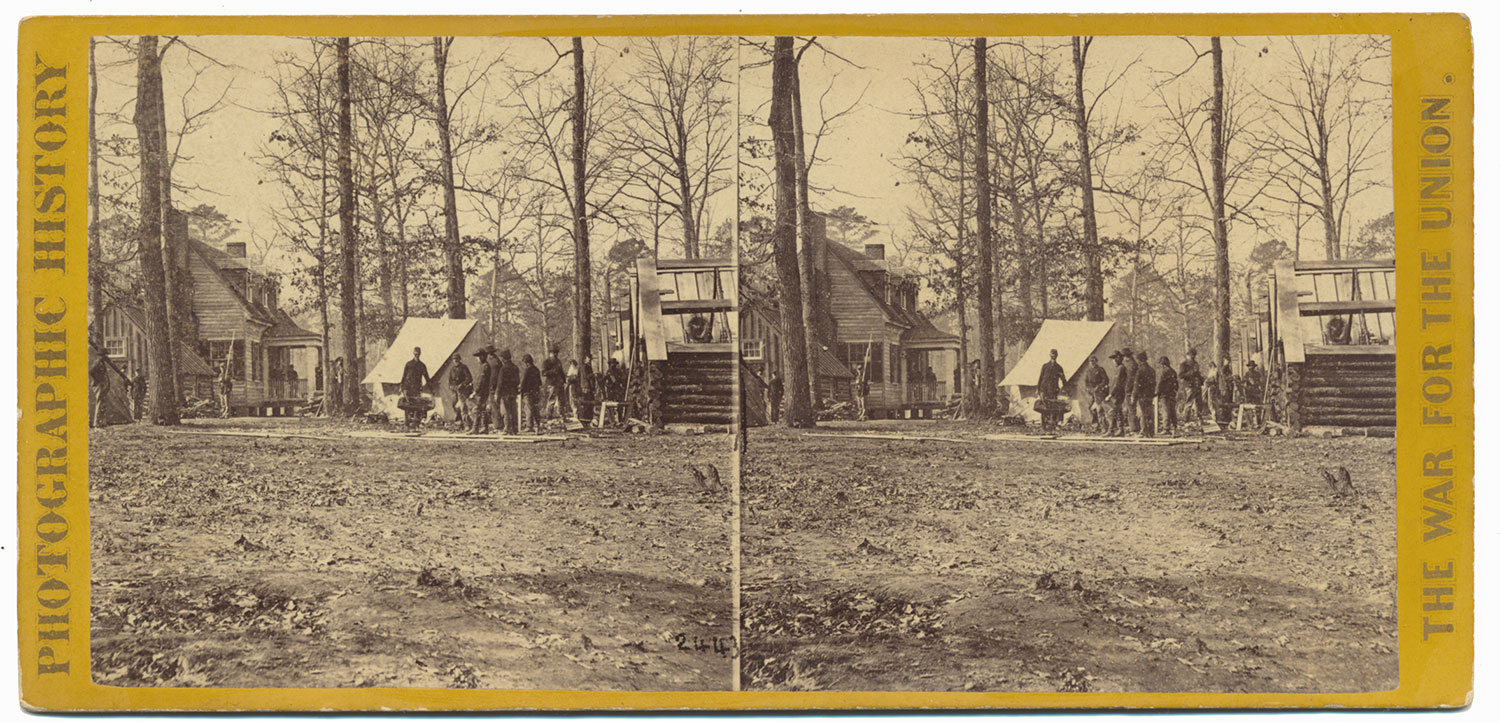 STEREOVIEW OF GEN. BENJAMIN BUTLER'S HEADQUARTERS AT DUTCH GAP, VA