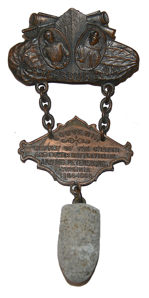 A.P. HILL CAMP CONFEDERATE VETERANS SOUVENIR MEDAL WITH ATTACHED BULLET