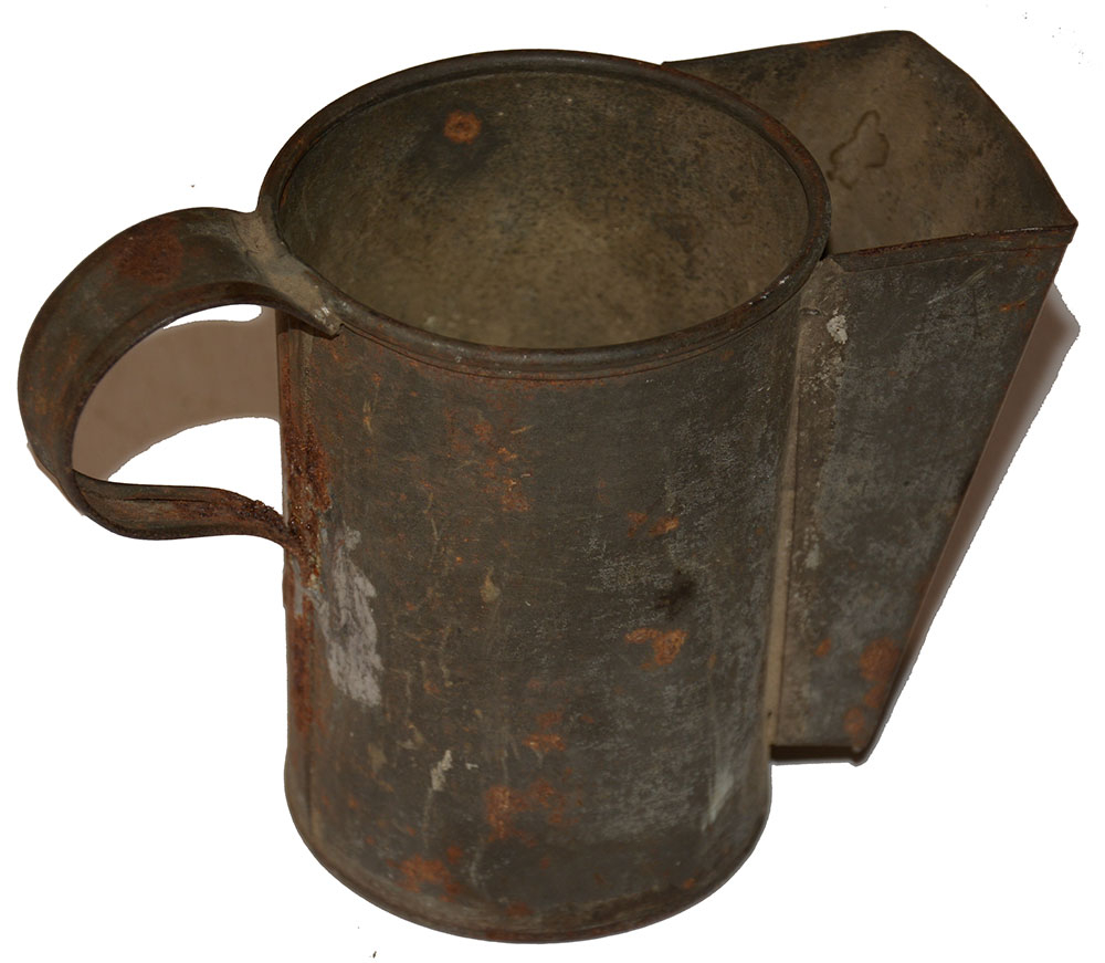 CIVIL WAR ERA TINNED IRON SHAVING MUG