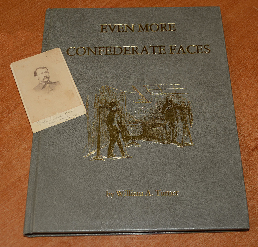 CS SIGNED CDV, LT. GEORGE POINDEXTER: BALTIMORE LIGHT ARTILLERY AND  LOUISIANA MADISON ARTILLERY (“MOODY’S BATTERY”) - “MORE CONFEDERATE FACES” - WITH COPY OF THE BOOK