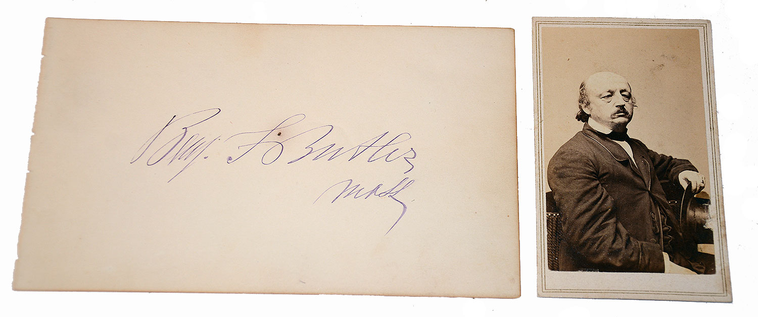 BENJAMIN F. BUTLER, AUTOGRAPH & CARTE DE VISITE, ca. 1860