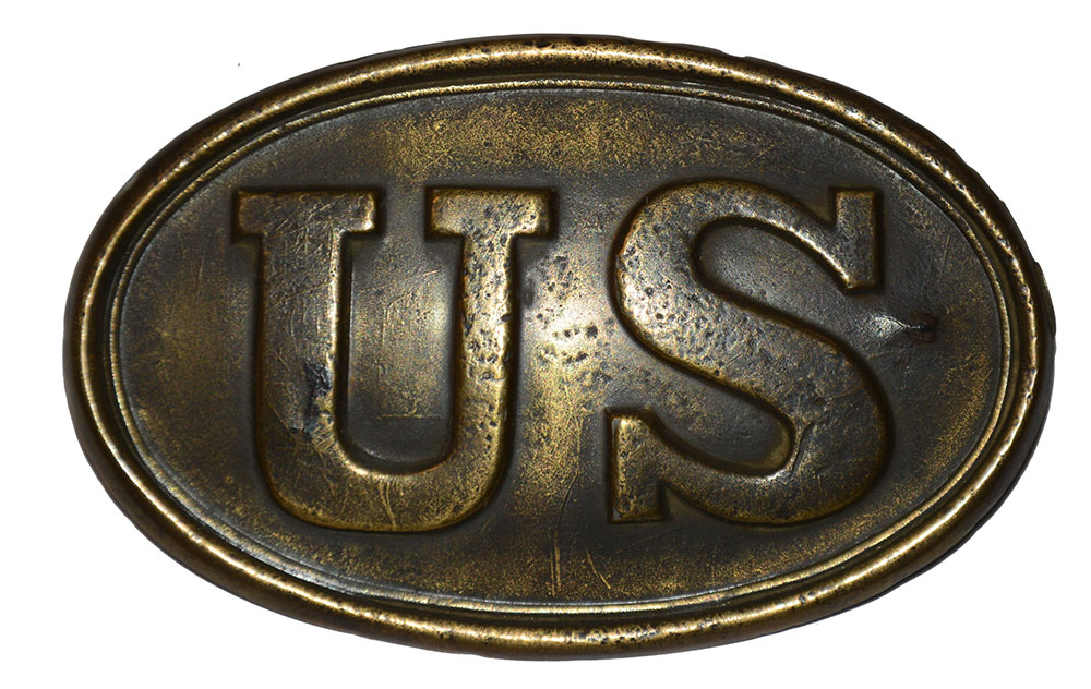RELIC US PATTERN 1839 CARTRIDGE BOX PLATE – “YORKTOWN” CARVED IN THE BACK