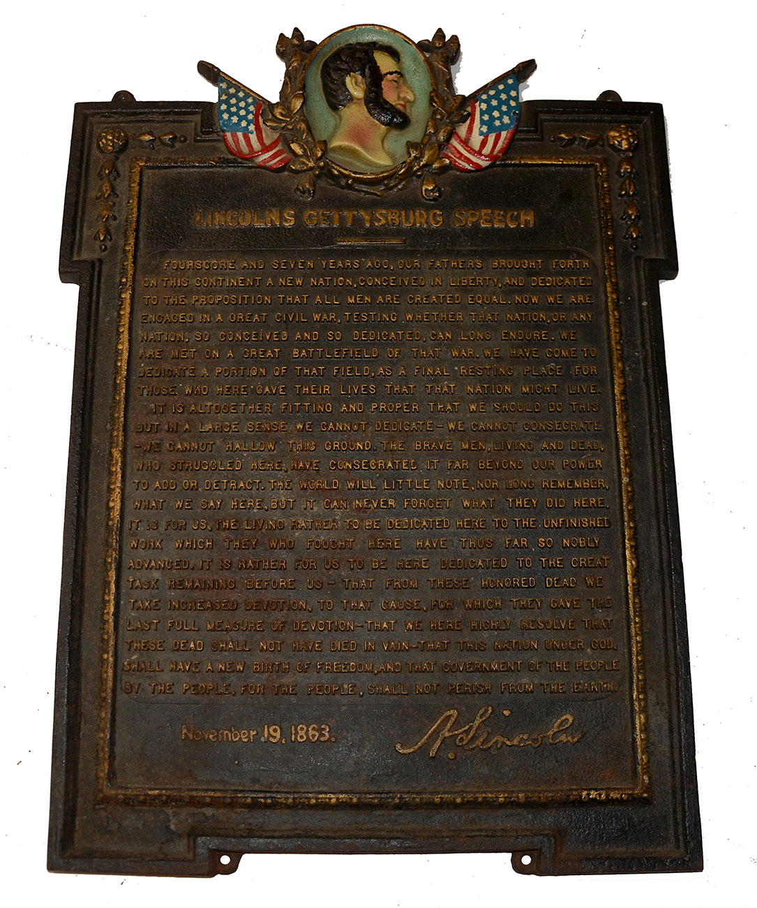 GETTYSURG ADDRESS PLAQUE