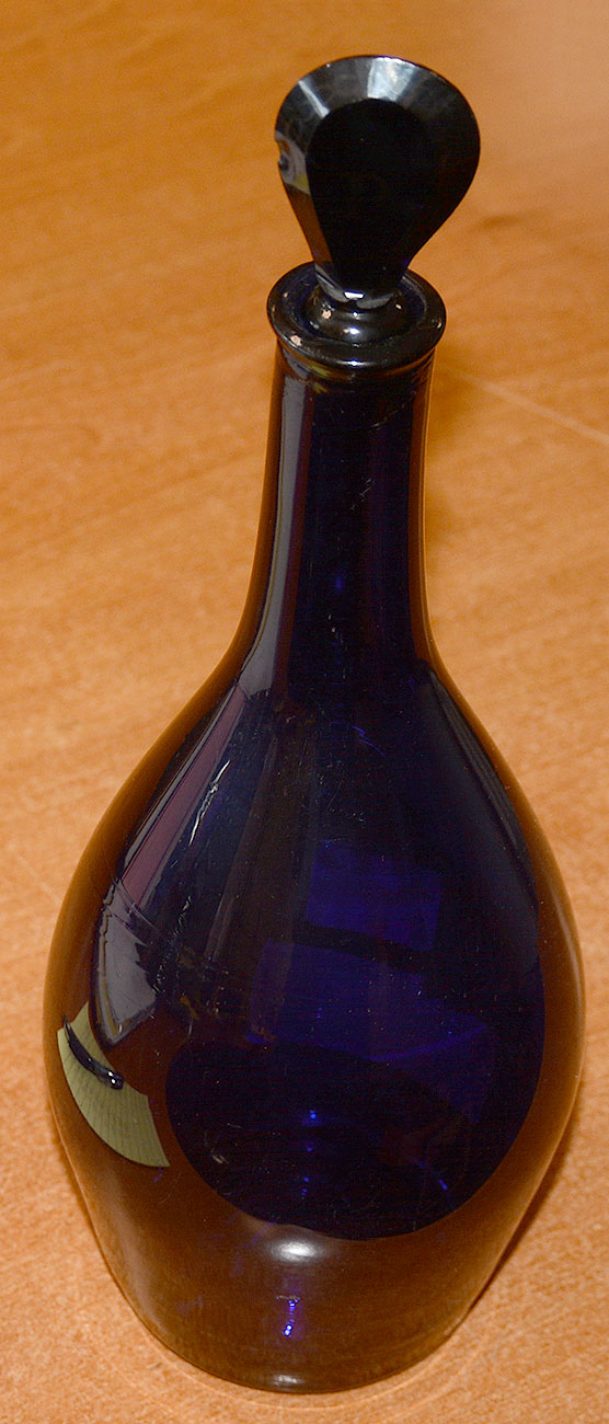 COBALT BLUE CIRCA 1780-1800 INDIAN CLUB STYLE DECANTER
