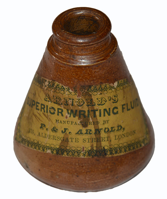 ‘ARNOLD’S SUPERIOR WRITING FLUID’ STONEWARE INK BOTTLE