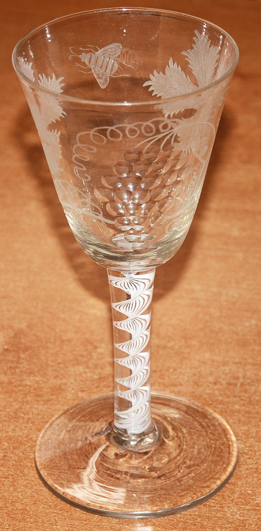 CIRCA 1755 – 1780 OPAQUE TWIST STEM WINE GLASS	