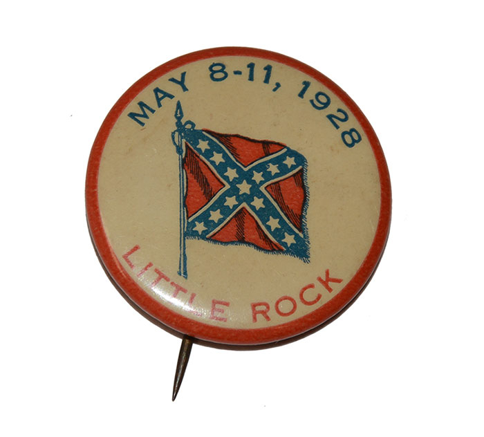 UNITED CONFEDERATE VETERAN’S CELLULOID REUNION PIN LITTLE ROCK, 1928
