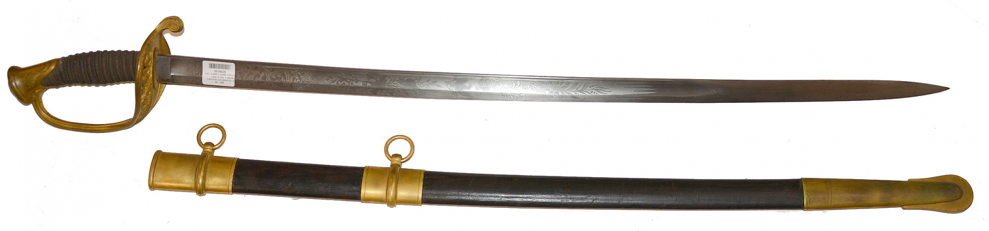 VERY SCARCE 1861 DATED AND U.S. INSPECTED AMES “DOUBLE ADDRESS” 1850 FOOT OFFICER’S SWORD