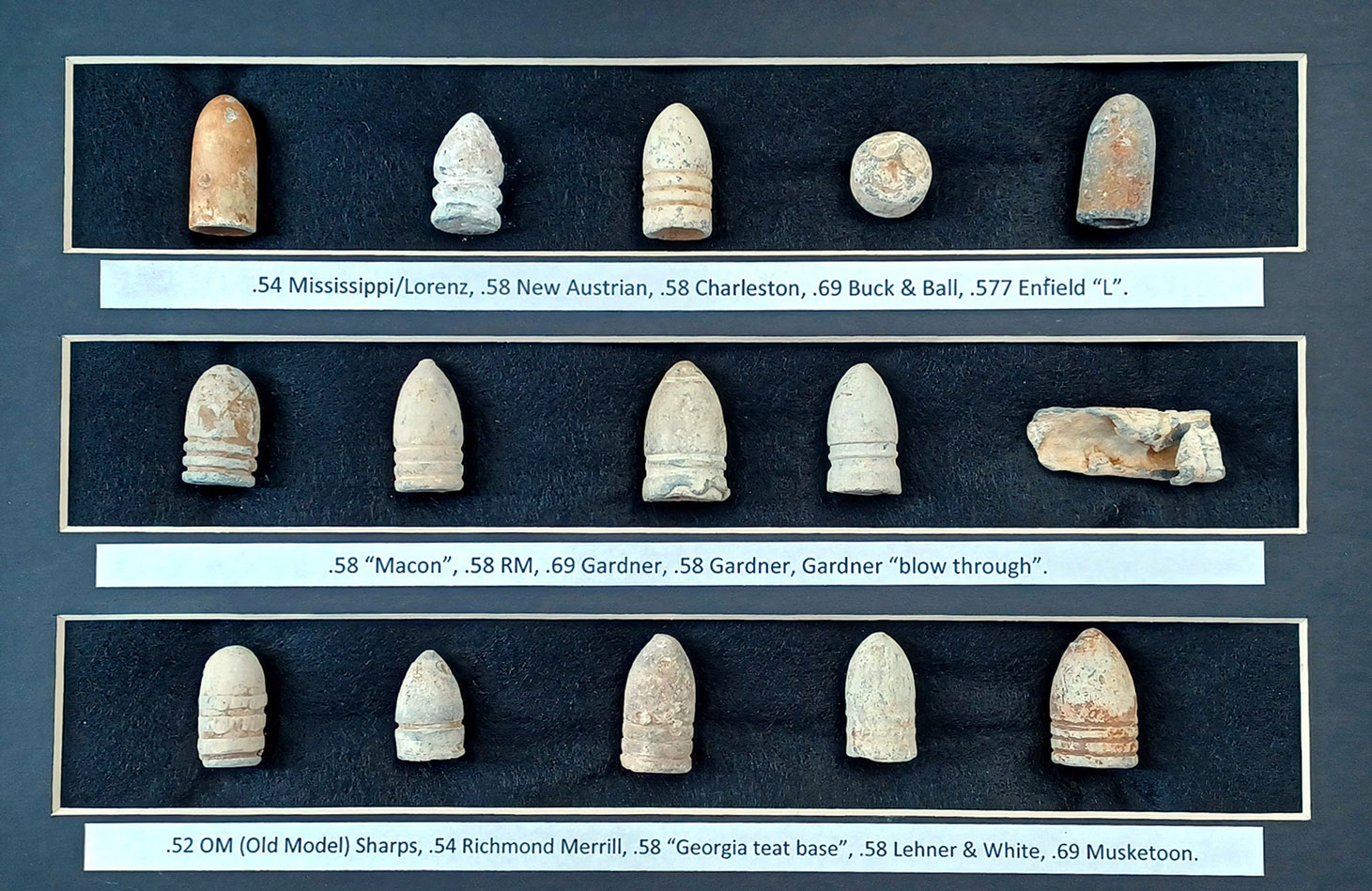 DISPLAY OF CONFEDERATE BULLETS