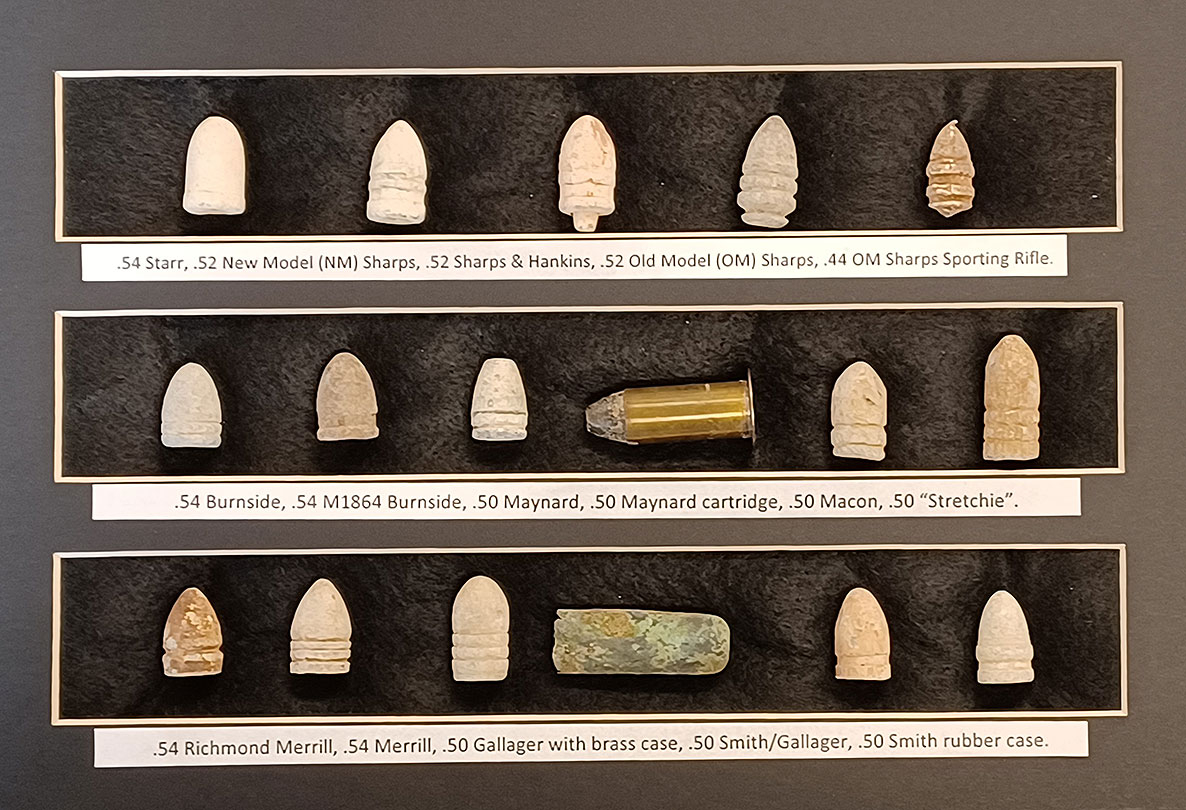 DISPLAY OF CIVIL WAR UNION AND CONFEDERATE CARBINE AMMUNITION