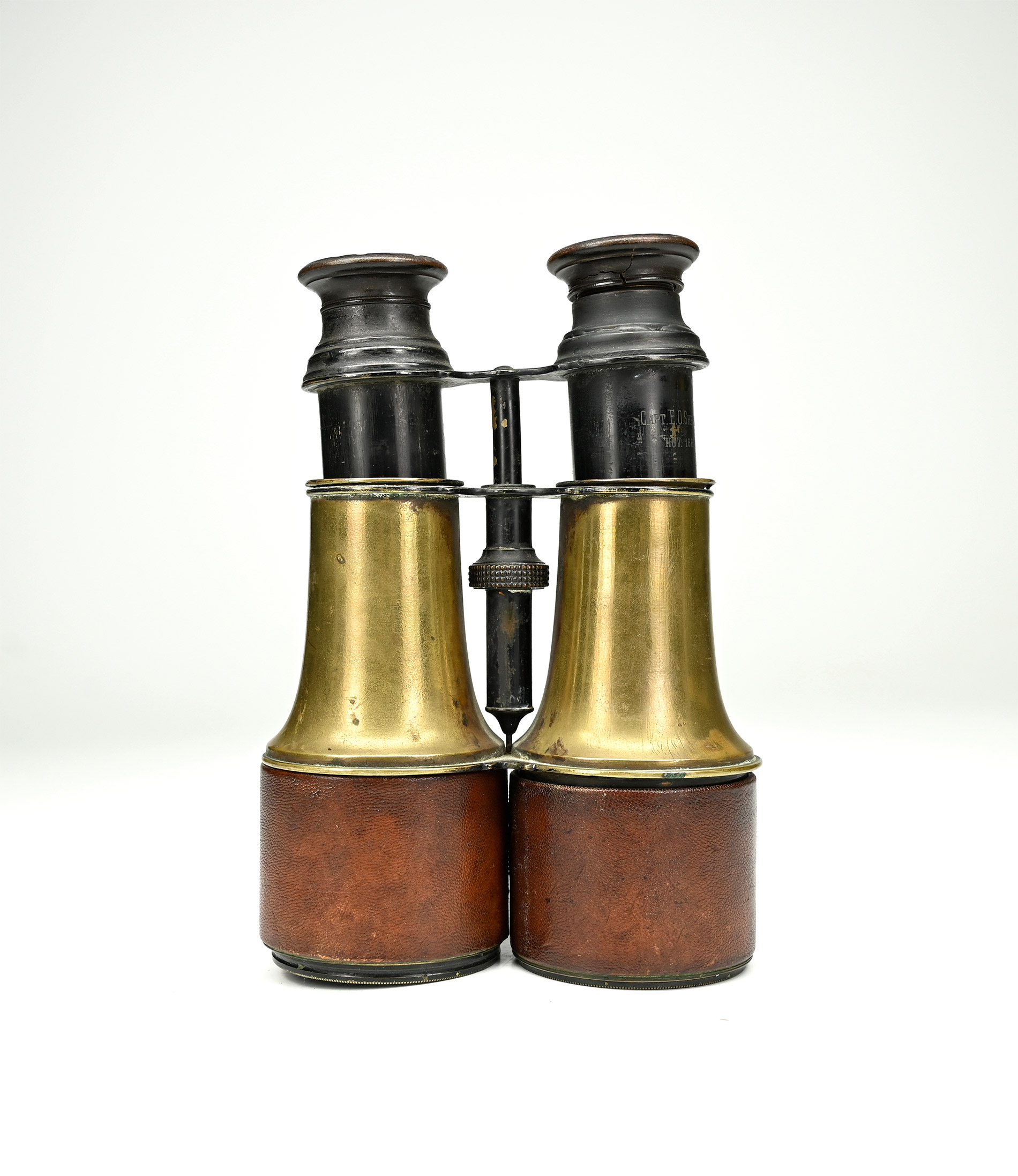 INSCRIBED SCHUYLER, HARTLEY AND GRAHAM 1862 DATED OFFICER’S BINOCULARS OF CAPT. E.O. SHEPARD 32nd MASS. VOLS, WIA GETTYSBURG, PETERSBURG AND HATCHER’S RUN 