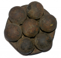 US/CS 12-POUND SMOOTHBORE CANISTER PLATE WITH 7 CANISTER SHOT RECOVERED AT GETTYSBURG – ZIEGLER COLLECTION / GEISELMAN COLLECTION