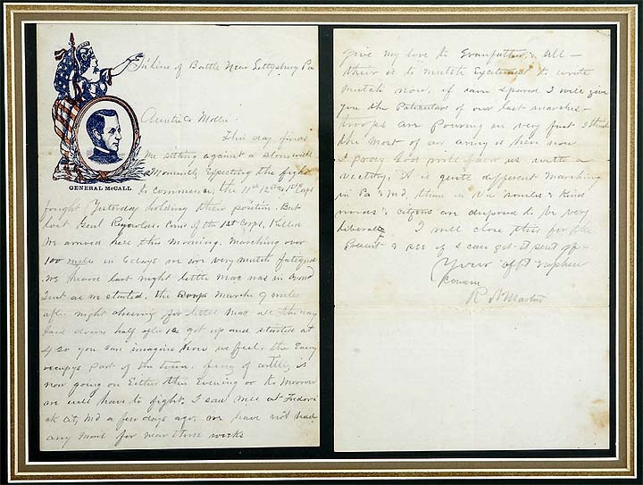PENNSYLVANIA SOLDIER'S ORIGINAL GETTYSBURG BATTLEFIELD-WRITTEN LETTER