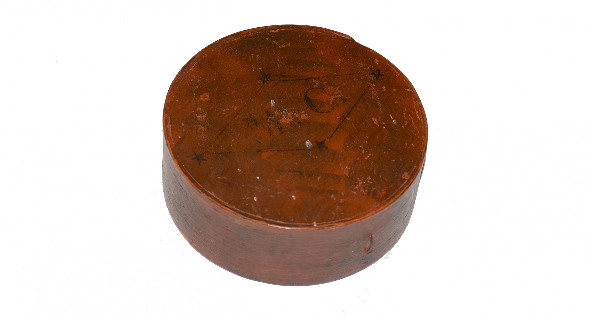 EARLY DECORATED MILITIA WOOD DRUM CANTEEN