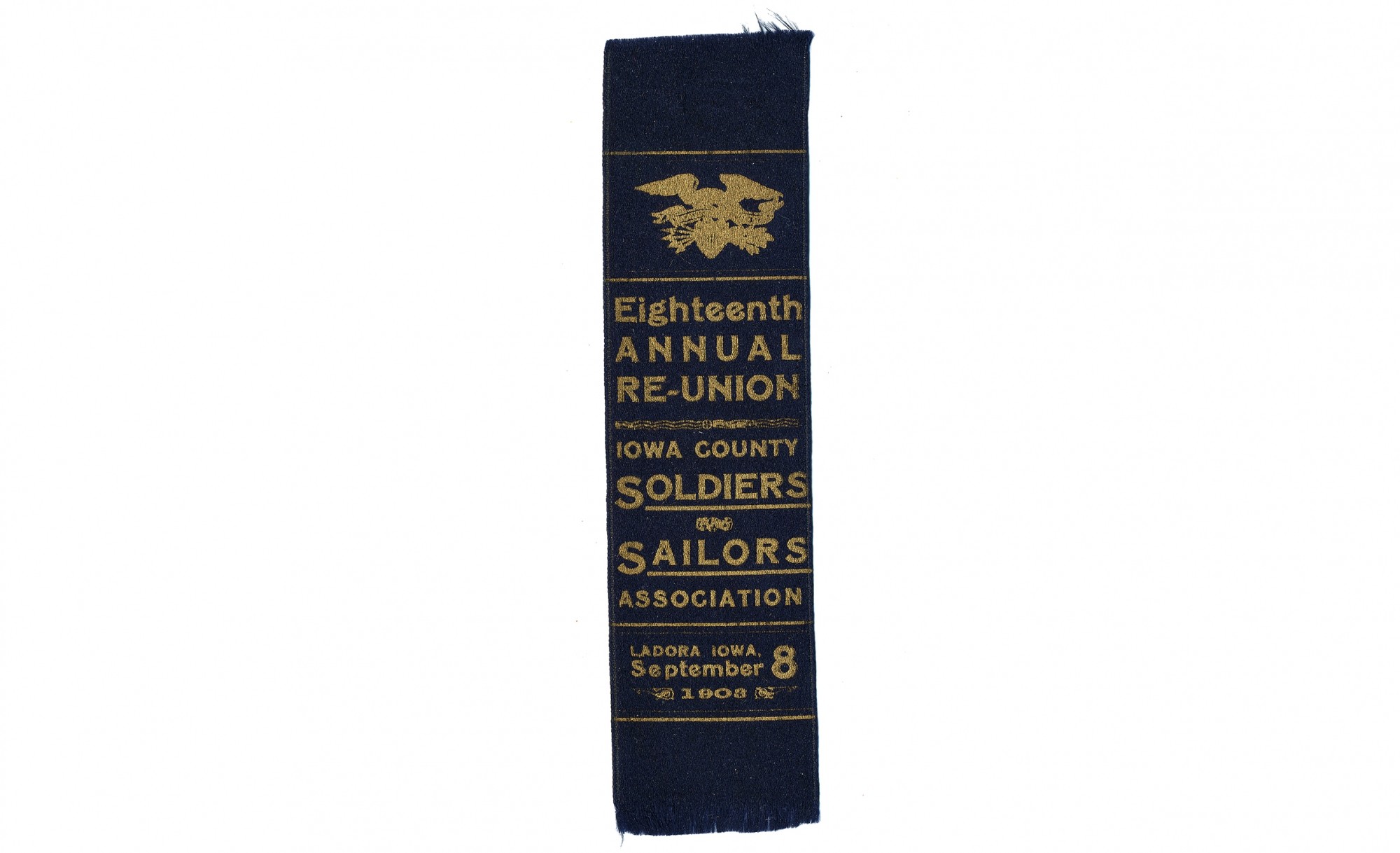 Iowa Service Ribbon 1903 IOWA GAR RIBBON — Horse Soldier