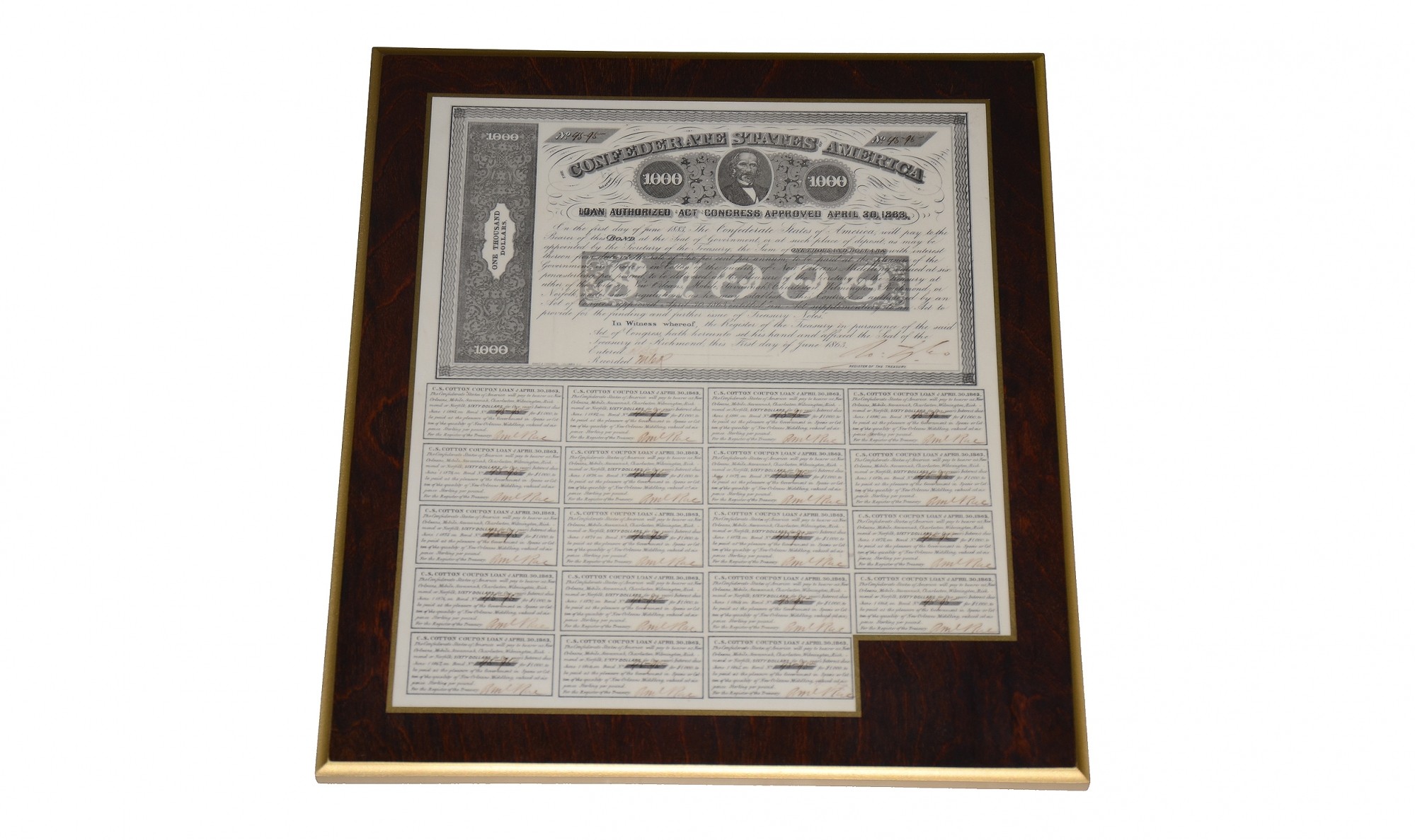 ONE THOUSAND DOLLAR CONFEDERATE BOND