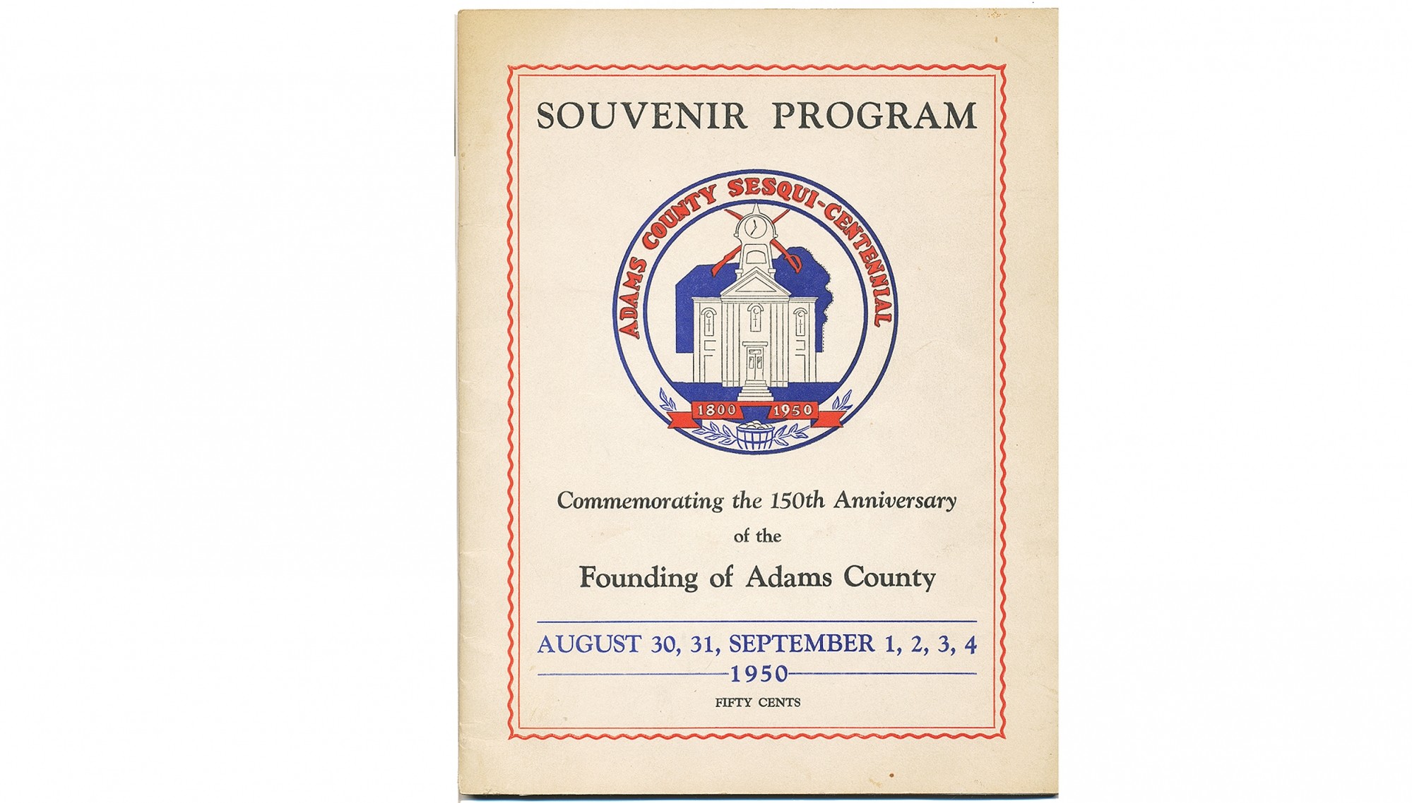 1950 ADAMS COUNTY SESQUI-CENTENNIAL SOUVENIR PROGRAM