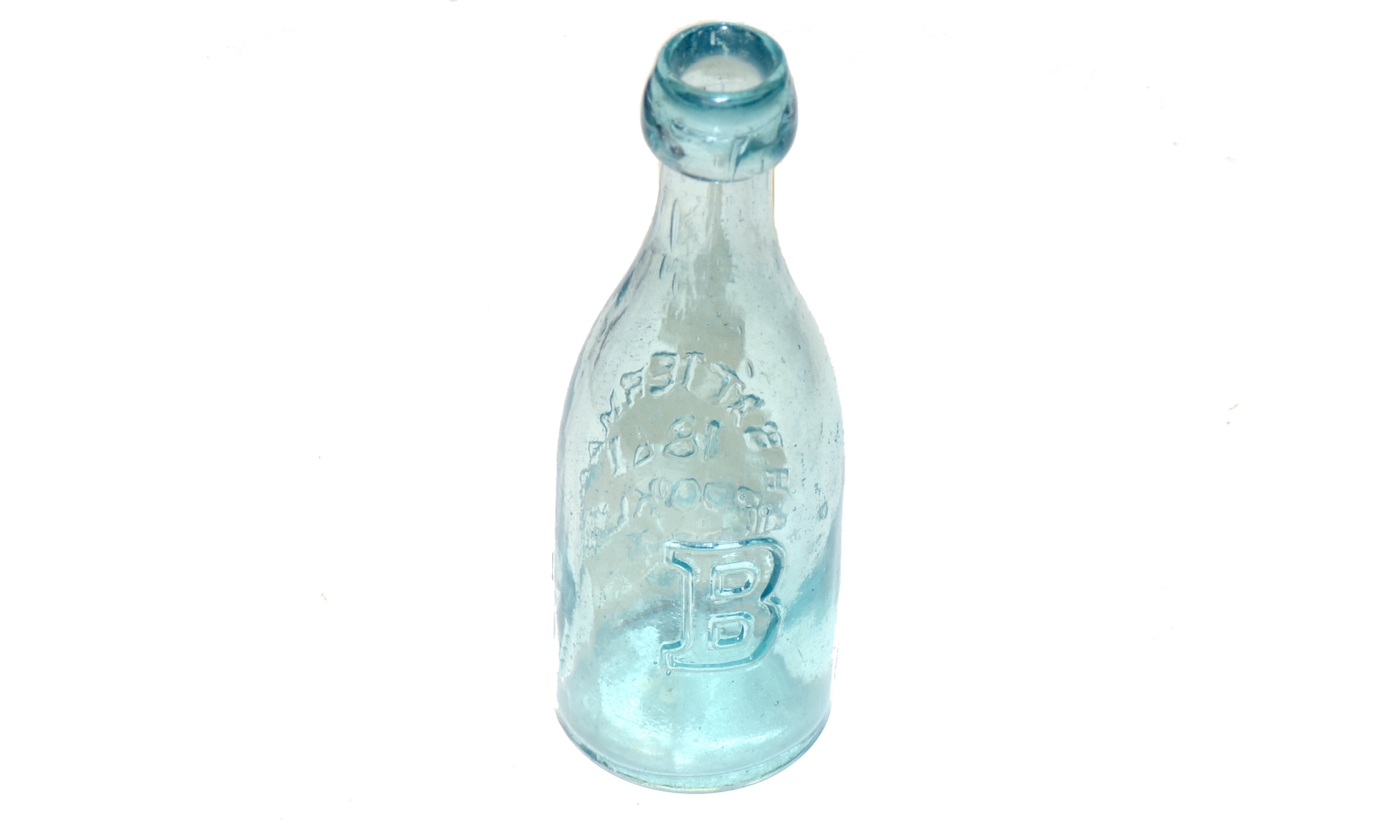 CIVIL WAR GLASS ‘BLOB TOP’ MAKER-MARKED SODA BOTTLE