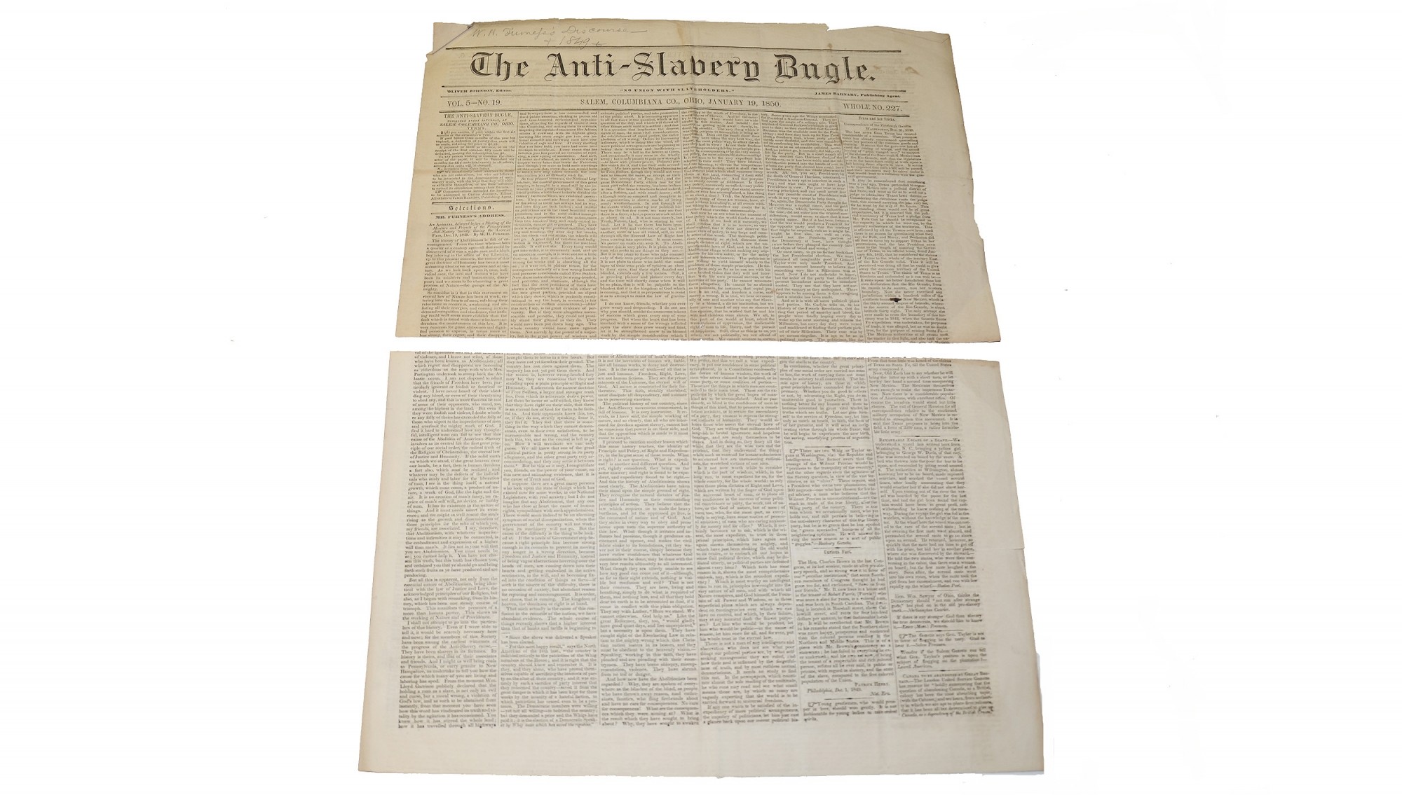 THE ANTI-SLAVERY BUGLE - JANUARY 19, 1850
