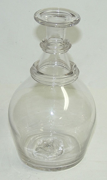 CIRCA 1830'S GLASS DECANTER WITH CLEAR BASE