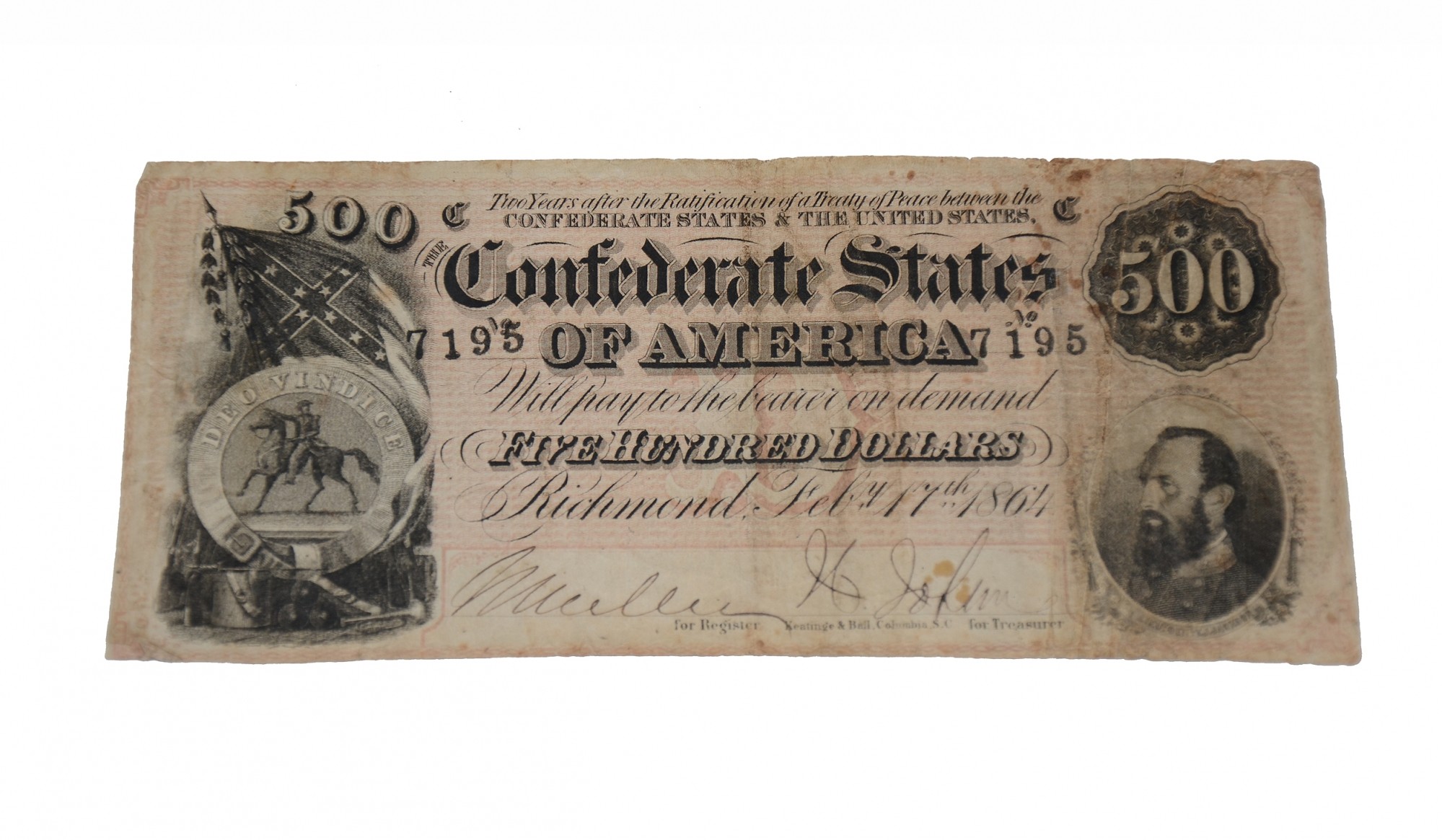CONFEDERATE $500 NOTE