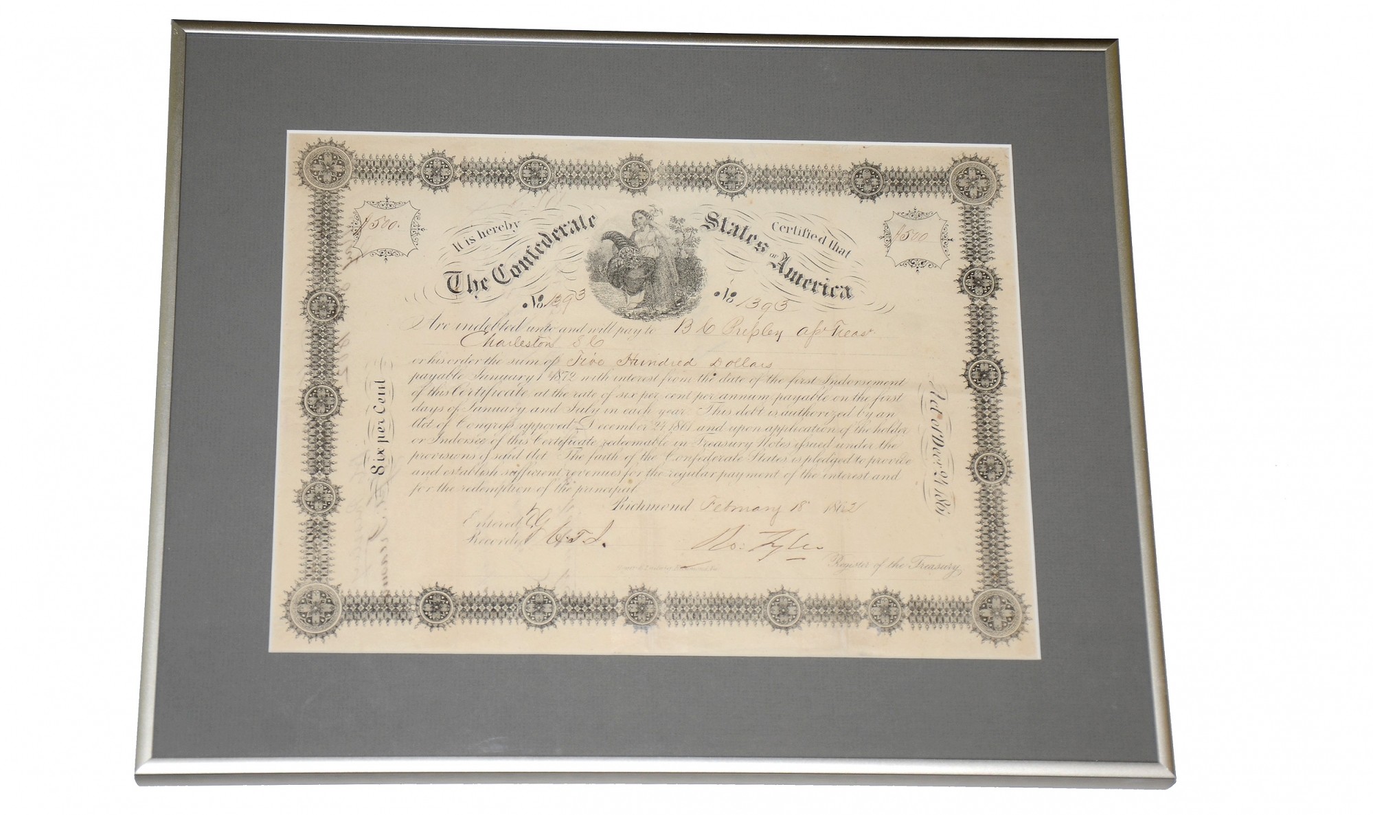 CONFEDERATE STATES OF AMERICA BOND $500