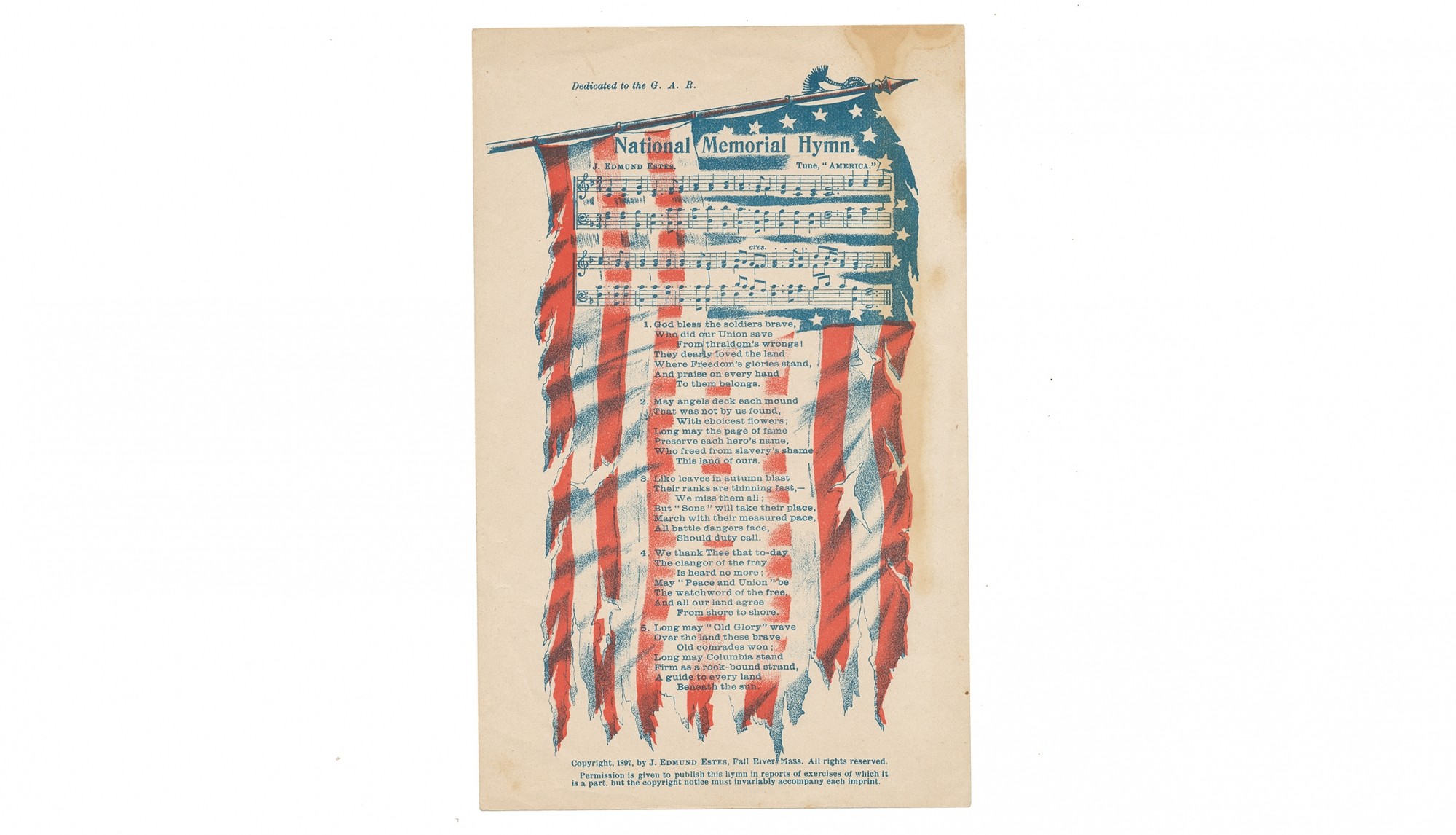 “NATIONAL MEMORIAL HYMN” SONG SHEET