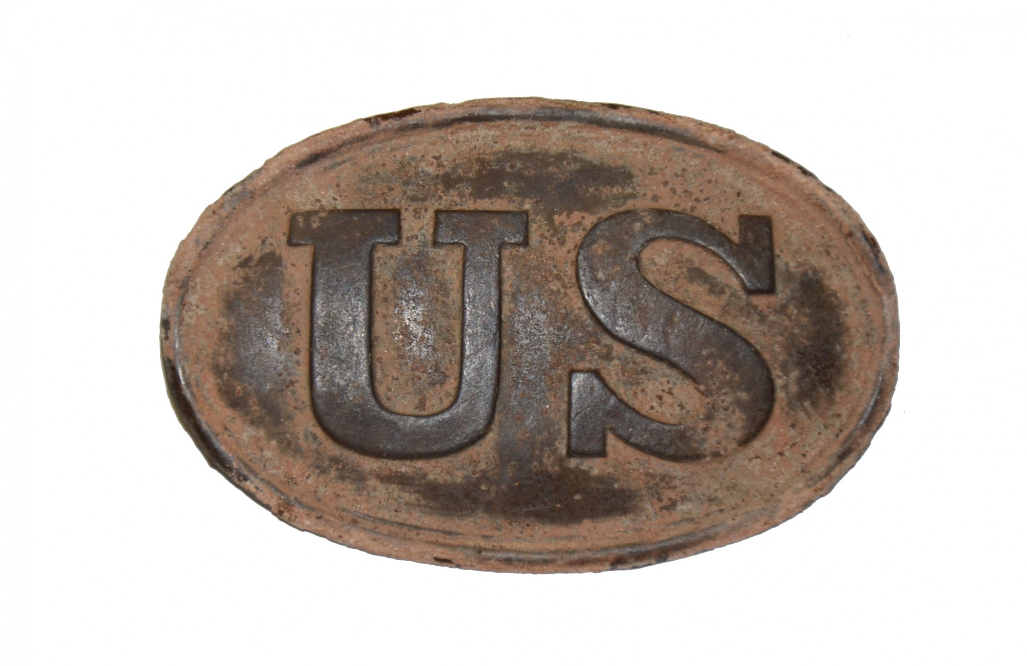 US PATTERN 1839 CARTRIDGE BOX PLATE FROM 5TH CORPS POSITION AT SPOTSYLVANIA - GAVIN COLLECTION