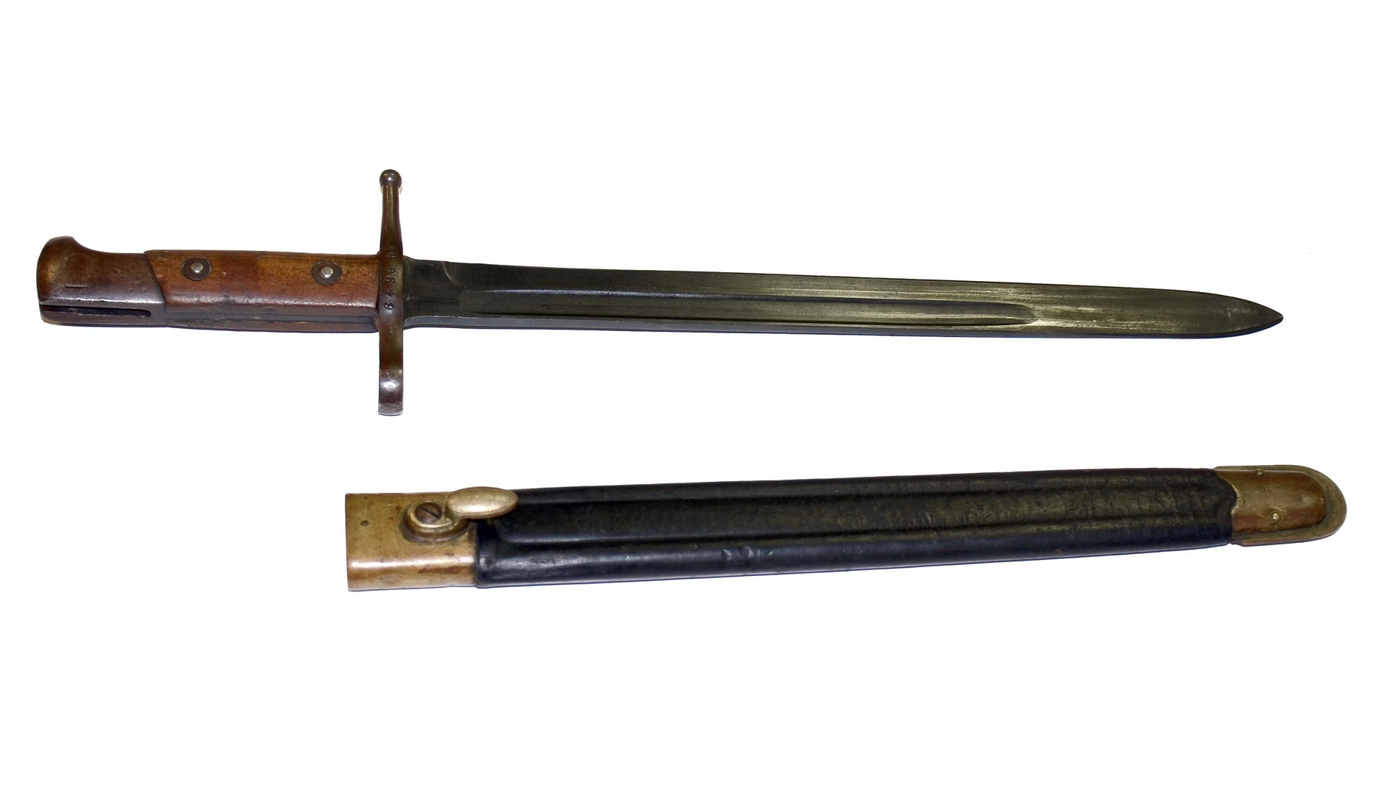 ITALIAN M1891 CARCANO BAYONET WITH LEATHER SCABBARD