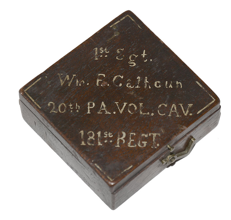 SMALL BOX COMPASS WITH 20TH PA CAVALRY IDENTIFICATION