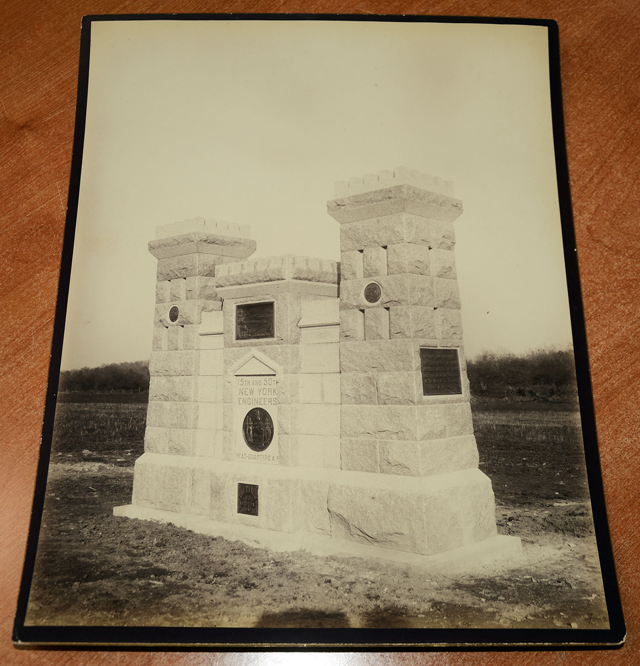 LARGE MOUNTED PHOTO – 15th and 50th NY ENGINEERS MONUMENT AT GETTYSBURG