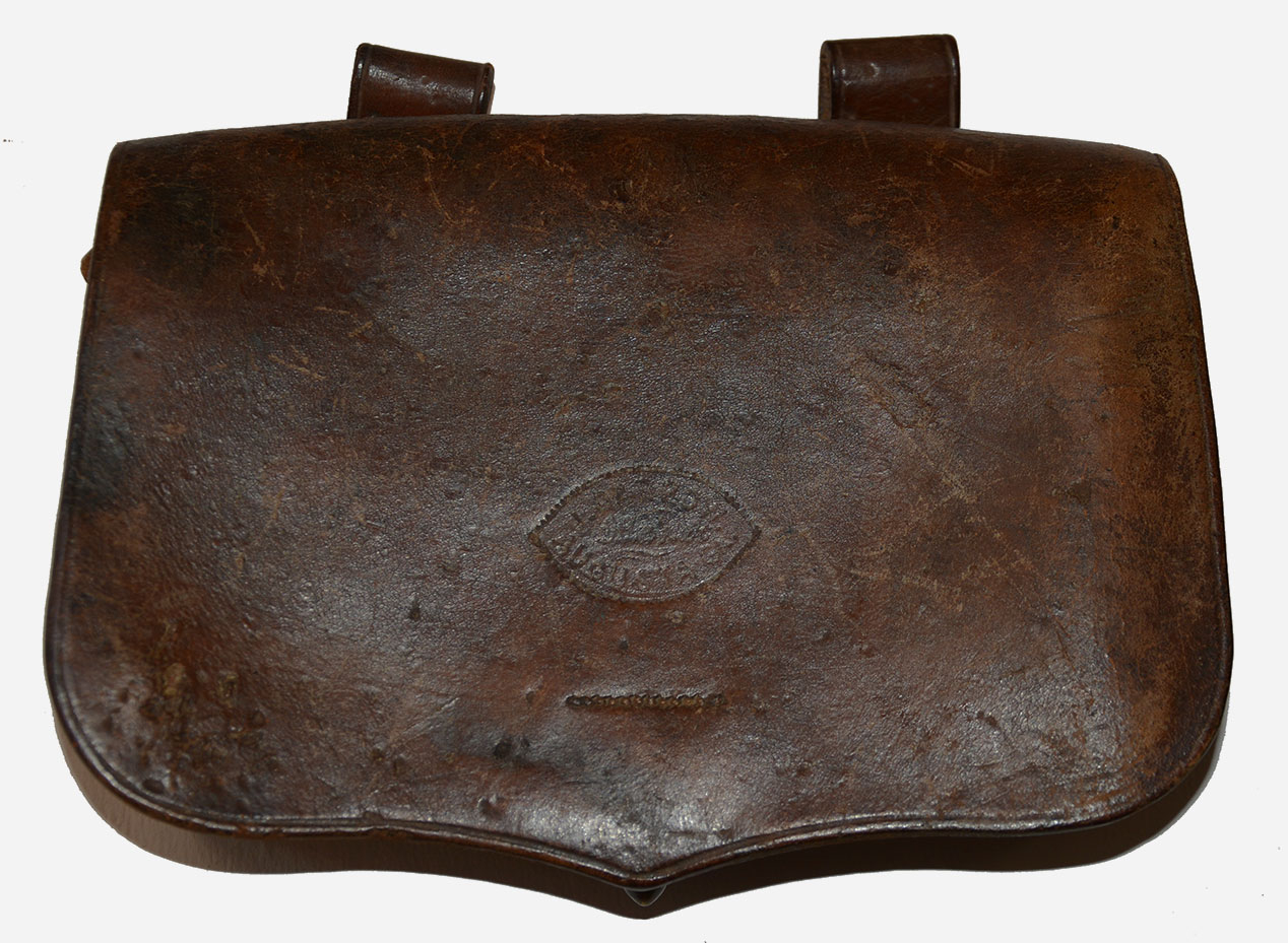 VERY RARE CONFEDERATE ARTILLERY FUSE POUCH – MAKER MARKED