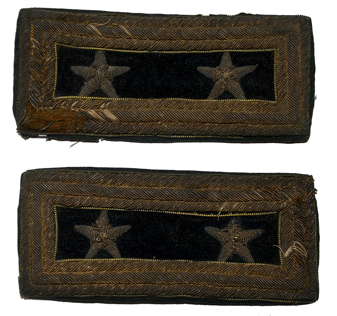TRIPLE-BORDERED BULLION EMBROIDERED MAJOR GENERAL’S SHOULDER STRAPS OF ABNER DOUBLEDAY: LED THE FIRST CORPS AFTER REYNOLD’S DEATH ON JULY 1