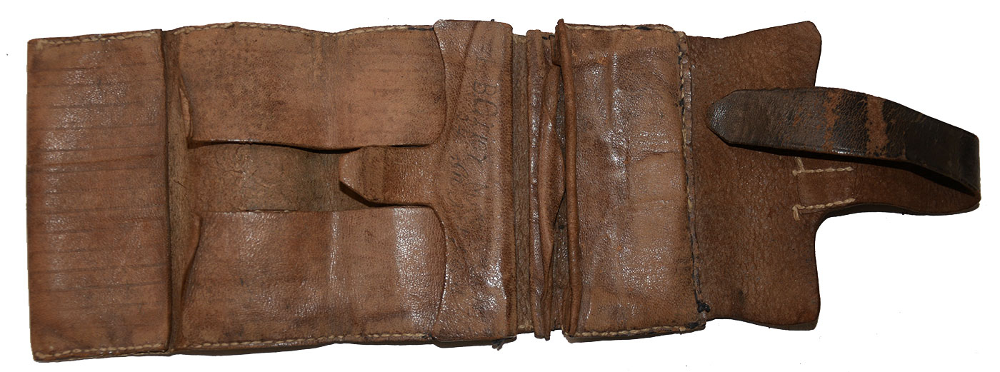 FOLDING LEATHER WALLET, IDENTIFIED TO 24TH GEORGIA SOLDIER, KIA DEEP BOTTOM RUN, VA