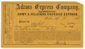ADAMS EXPRESS COMPANY / ARMY & SOLDIER’S PACKAGE EXPRESS RECEIPT—SERGT. C.H RICHARDSON, A COMPANY, 26TH MASS INFY. 