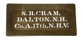 CIVIL WAR SOLDIER’S STENCIL OF SHEPHERD B. CRAM -  17th N.H. CONSOLIDATED WITH THE 2nd NEW HAMPSHIRE BEFORE GETTYSBURG