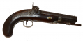 SINGLE SHOT PERCUSSION PISTOL BY HOLLIS OF LONDON PRESENTED TO BEVERLY KENNON, CSN