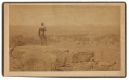 MUMPER CABINET CARD PHOTO – WARREN ON LITTLE ROUND TOP, LOOKING WEST