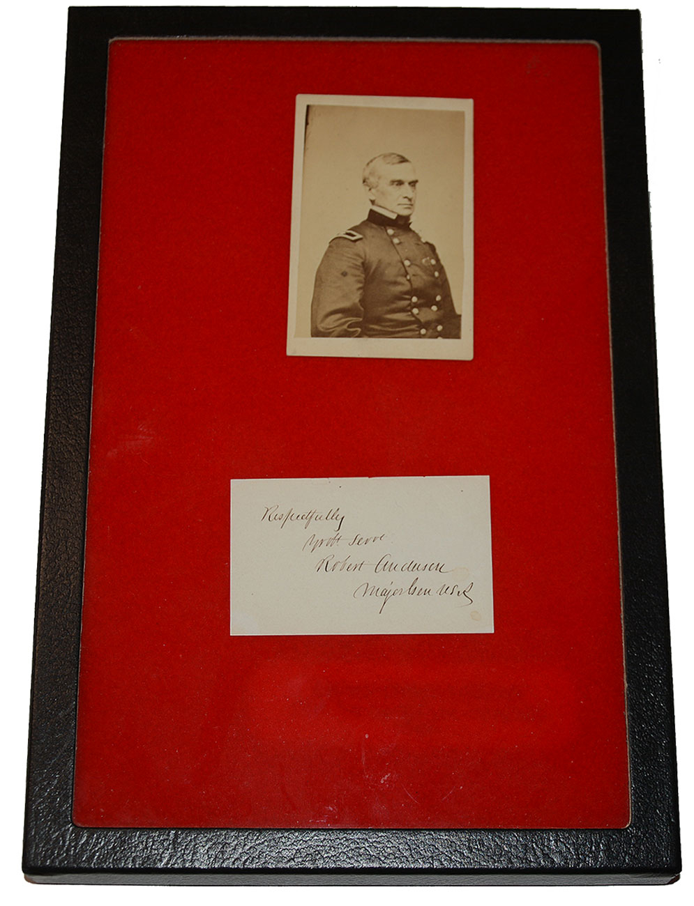 CLIPPED SIGNATURE WITH CDV OF GEN. ROBERT ANDERSON, HERO OF FORT SUMTER