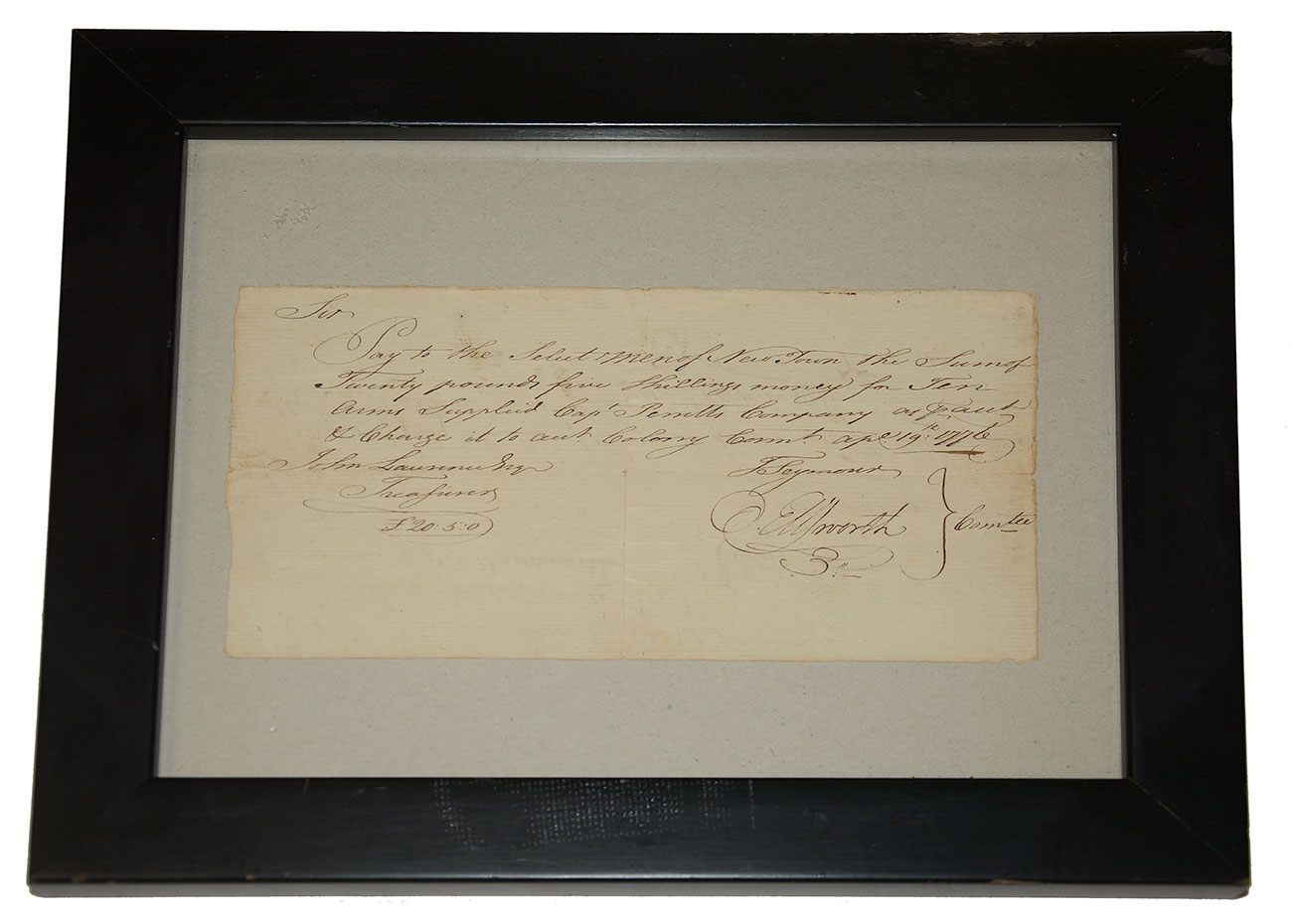 REVOLUTIONARY WAR PAY ORDER FOR ARMS