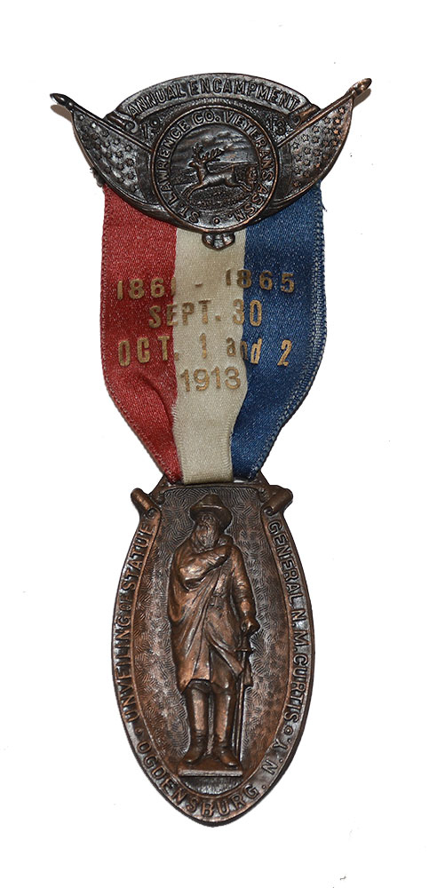 NEAR MINT 1913 ANNUAL ENCAMPMENT BADGE – ST. LAWRENCE CO. NEW YORK