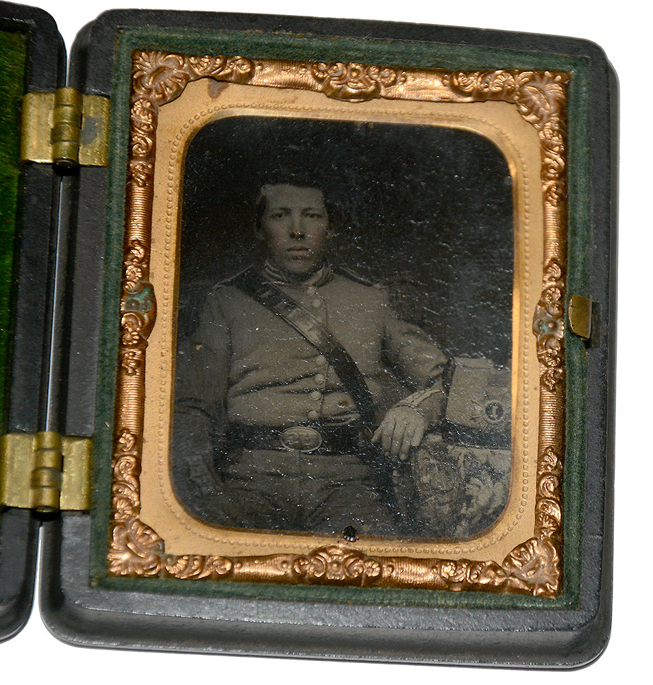 CASED 9th PLATE TINTYPE RUTLAND LIGHT GUARD- 1st VERMONT INFANTRY 1861