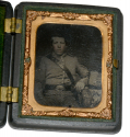 CASED 9th PLATE TINTYPE RUTLAND LIGHT GUARD- 1st VERMONT INFANTRY 1861