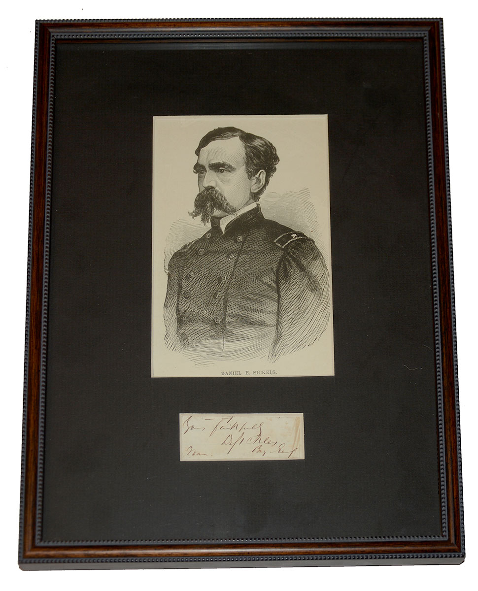 FRAMED SIGNATURE & ORIGINAL ENGRAVING – BRIG. GEN. DANIEL SICKLES